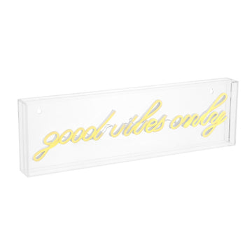 Good Vibes Only Contemporary Glam Acrylic Box USB Operated LED Neon Light - JONATHAN Y